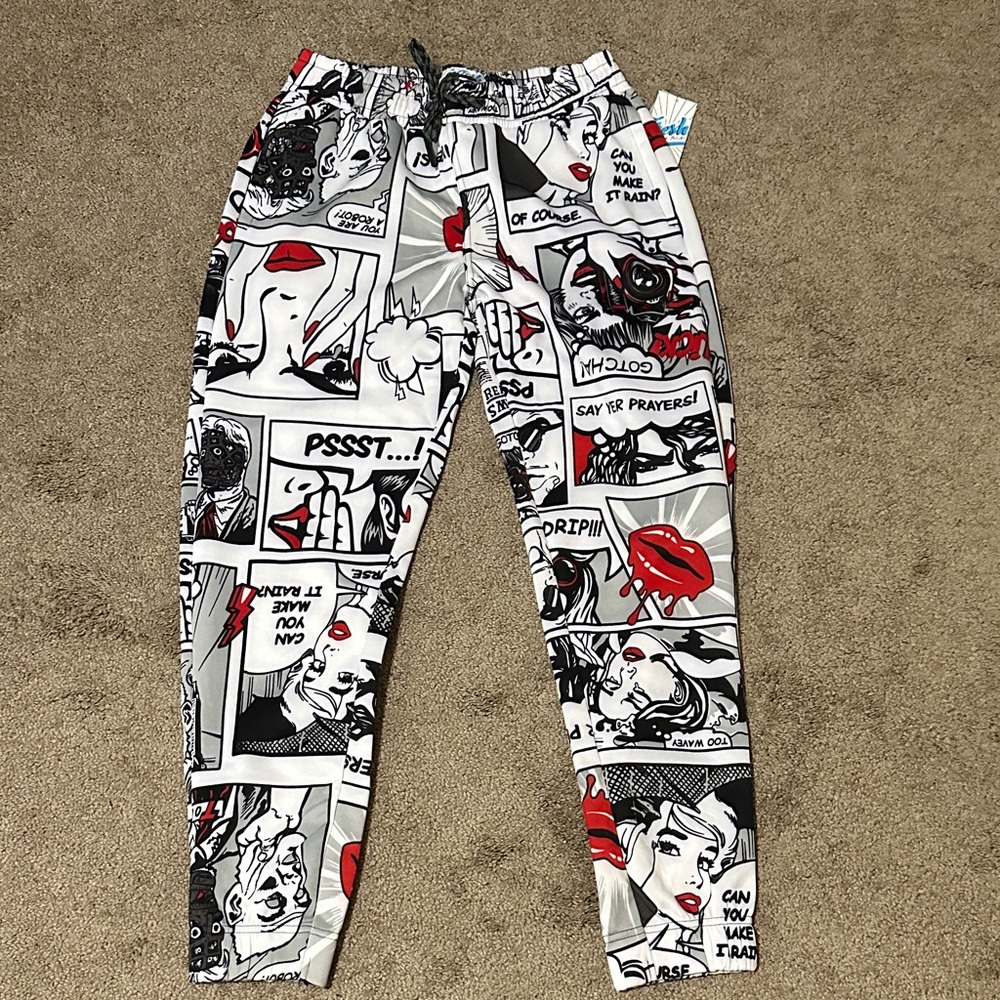 Drill Clothing Sweatpants in White, Red & black